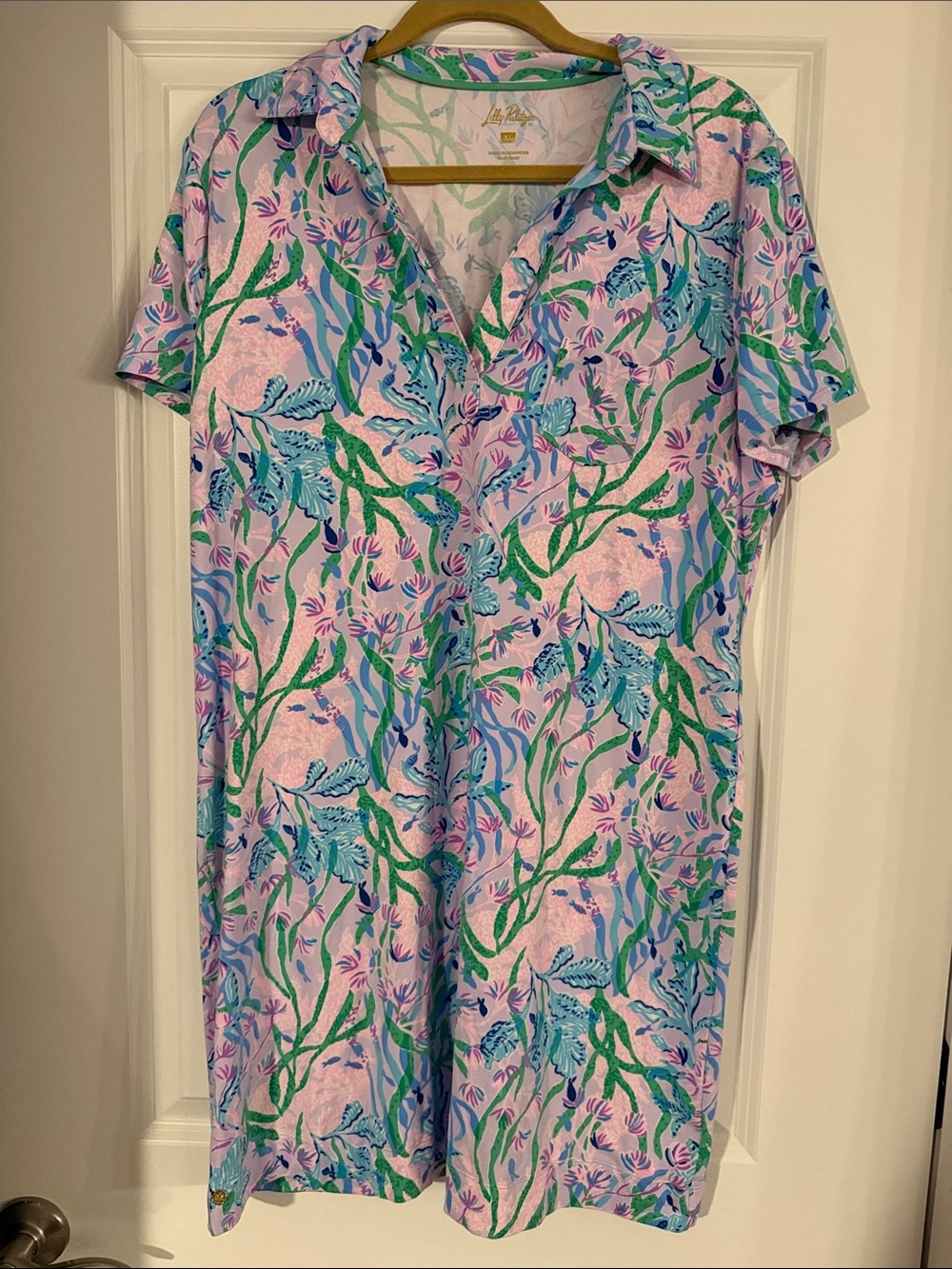 Lilly Pulitzer Pink, Green & Blue Floral Shirt Dress